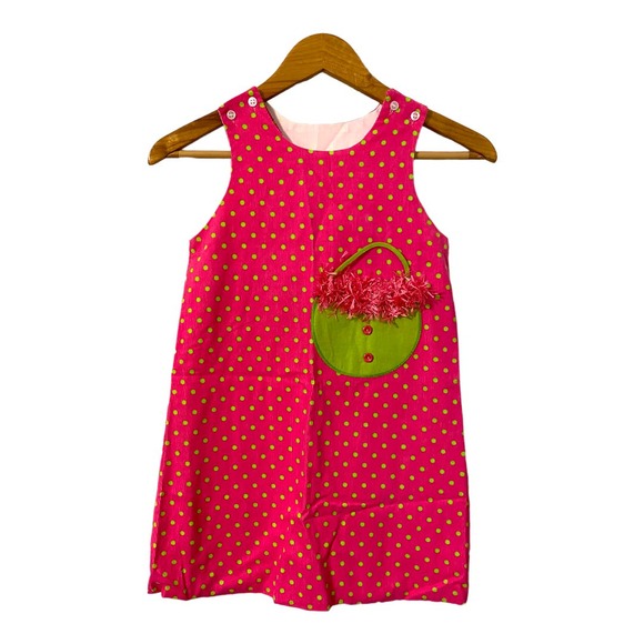Bailey Boys Other - Bailey Boys pink whale cord jumper dress lime green polka dots size 6